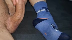 nerdy college student cumming after classes