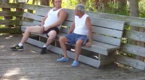 Daddies Have Outdoor Fun in Public Park