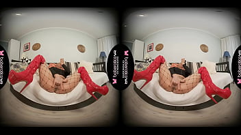 Solo blonde, Cherry Aleksa is masturbating again, in VR