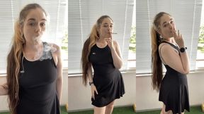Smoking in a tight dress, No makeup - Smokingrapunzel - Smoking girl