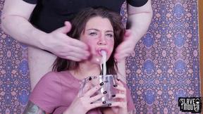 ”Inked submissive throat banged”