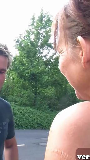 German mature housewife persuaded to have sex on the street   Clip 1