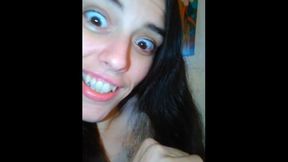 Hairy Hairbrushing Brunette Camgirl Brushes Head Hair Talks About Squirting On W Bad Dragon