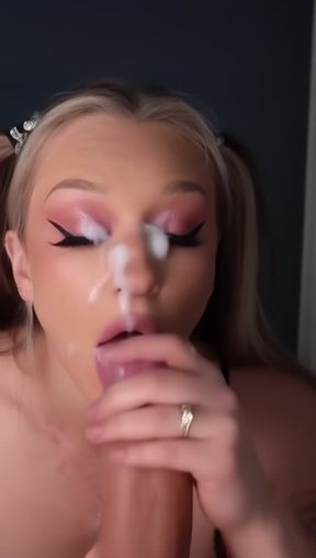 facial, goth, a young,chubby heart shaped, video created by AI