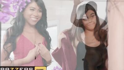 Horny black stud is banging Asian babe in this interracial video