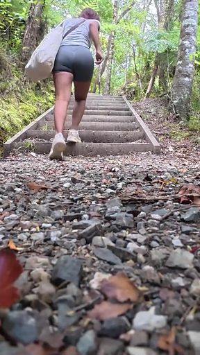Petite Desi Mia Z masturbates outdoors on a hike   Clip 1