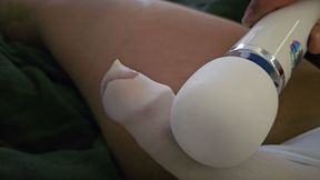 Filling white panties with cum.