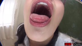 Thick Spit Hits Hard. Soaked Tongue Lingers. Teacher Tomoka Akari, Mouth Wide Open, Feeds You... and Your Fetish
