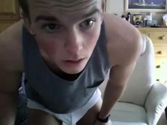 Cute amateur twink shows his big dick on webcam