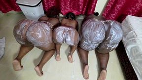 three women being naughty and fucking dildo.