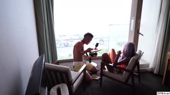 Tan's Sunset Sizzle: A Japanese Gyaru's Private Blowjob