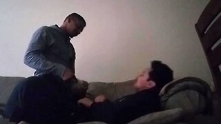 Raw doggystyle fun with young latino couple in living room