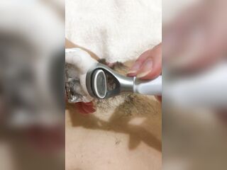 POV Hotty shaves very curly cunt close up, Full bush, Bald Pink Cunt