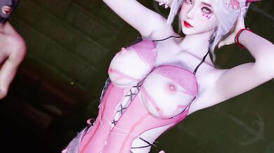 Big boobs stripper cosplay babe gets a big cock creampie