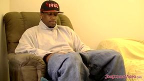 Straight guy Joe utilizing his big black 8 inch cock to unleash hot cum everywhere