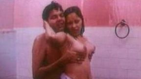 Horny Indian boyfriend pleases his busty gf in the shower