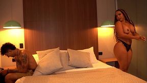 Skinny tattooed boyfriend gets lucky with mature Latina in shared bed