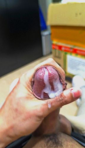 Creamy White and Steaming Cumshot while Working in the Office