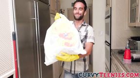 ”Brunette skank Demi Lowe fucks with her help in the kitchen”