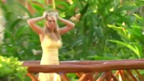 Sexy Alison Angel Teases With Shaved Pussy In Public View