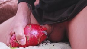 Dragon fruit solo jerk and piss session destroyed my ass