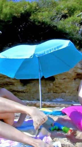 Skinny blonde Evy Sky double penetration at the beach   Clip 1