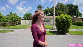 Horny cowgirl gets busted while riding cock in the bus