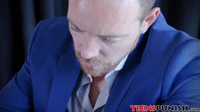 Young secretary Alexa Grace spanked and fed with cum by boss