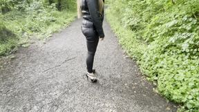 Walking in the Woods with Heels and Leather