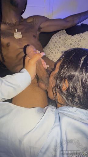 Wet mouth swallows load 😱