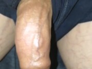 Relaxing growing small limp uncircumcised cock, slowly growing and then  again with precum