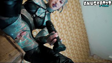 Inked Slut Impales Herself on Massive Black Dildo &ndash_ Thigh High Heels &amp_ Anal Ride