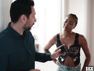 Stepfather banged his loved large butt black teen stepdaughter Destiny Mira