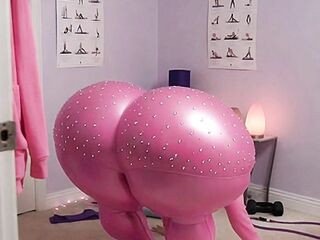 Voluptuous Pink Yoga Angel with Biggest Booty Disrobes to Belt