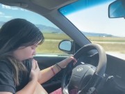 flashing and sucking my titties while driving down the highway on a road trip