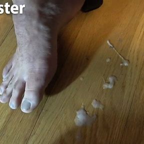 Businessman jerks uncut cock and cums while you worship his feet under desk PREVIEW