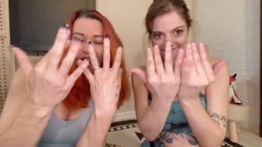 Josie Jo & Catherine Foxx Hand over Mouth Tease HIDEF