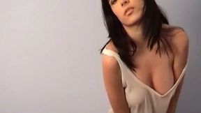 Lovely Russian girl showing her tempting natural titties in amateur clip