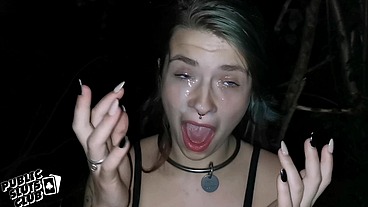 RISKY PUBLIC ROADSIDE BLOWJOB ENDS WITH HUGE FACIAL