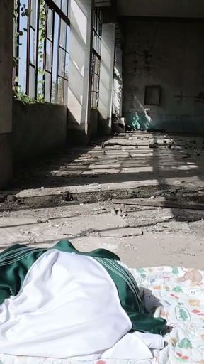 Cute Asian boy masturbates, moaning, ejaculating, and swallowing semen in a sunlit abandoned factory   Clip 1