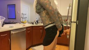 Hot Crossdresser Dildo Fucked in Kitchen