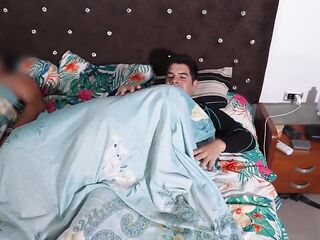 Stepmom's Secret Creampie Comfort in Couch Beside Hubby