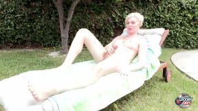 GROOBYGIRLS Blonde Trans Outdoor Anal Masturbation