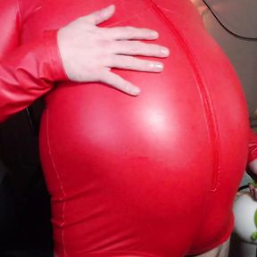 Red Pleather Bodysuit Air Inflation