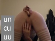 glass tube dildo gapes queefing femboy pussy
