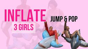 3 Girls Inflate, Jump & Pop Big Sharks