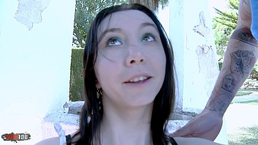Kevin White fucks outdoors with Lily Francesca a young French student