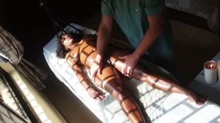 Black Milf gets special massage from white guy