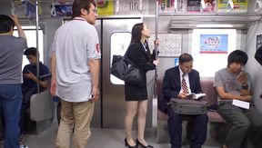 Stranger jerks off Hasumi Yoshioka on the subway