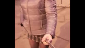 Short minidress - crossdresser walking